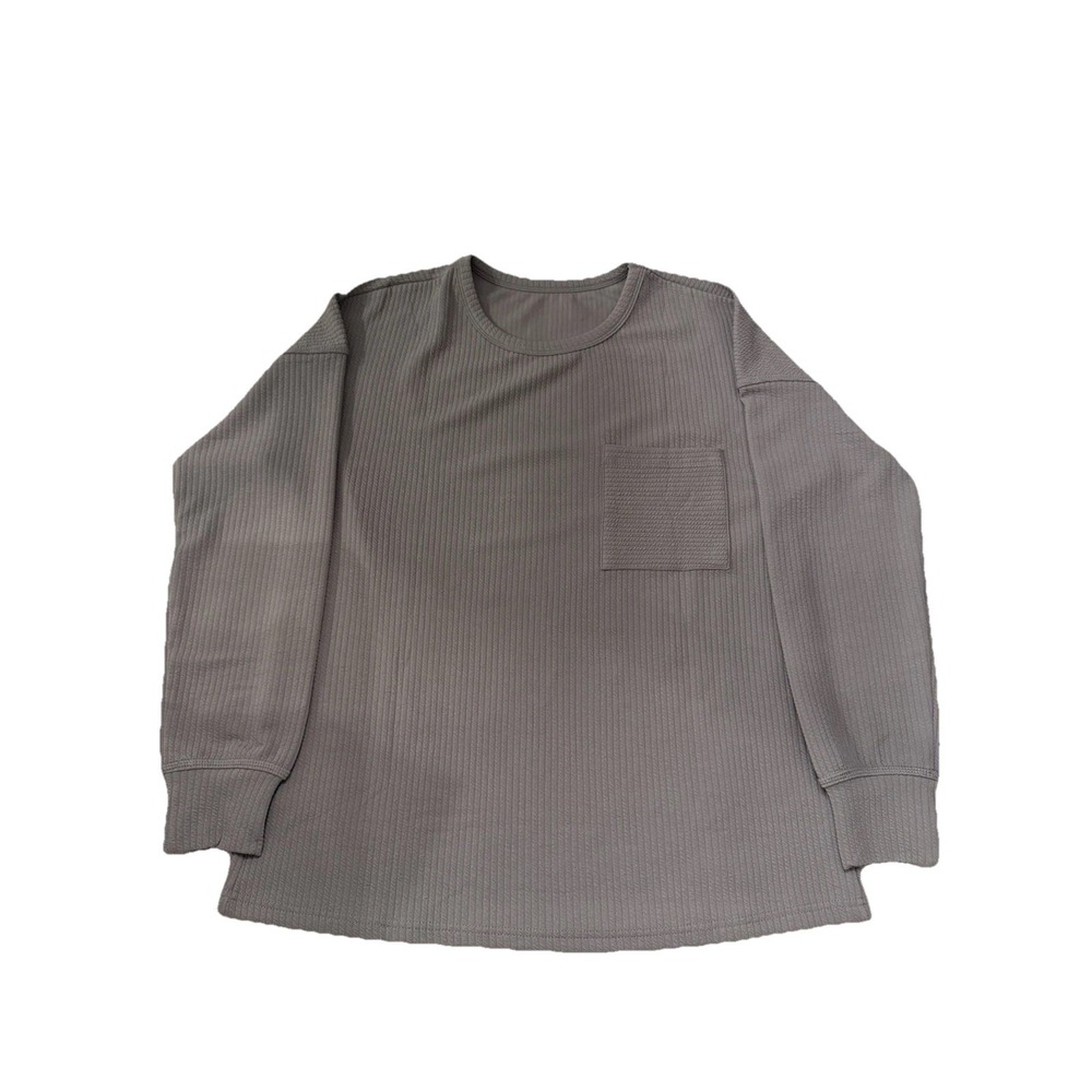 Men's  Gray Small‎ crewneck long sleeve Pullover textured Top Activewear